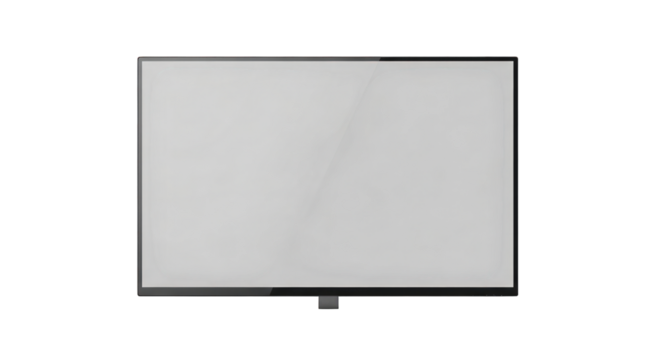 Modern black television set with blank screen on transparent background - Powered by Adobe