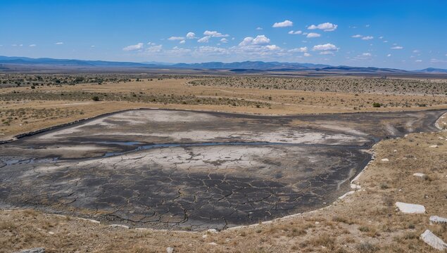 The desiccated lakebed of Dystos on a Mediterranean island