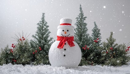 Obraz premium Snowflakes drifting onto a festive snowman ornament