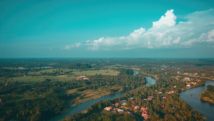 Bird's-eye Perspective of a Natural Landscape Featuring Sky and Outdoor Scenery