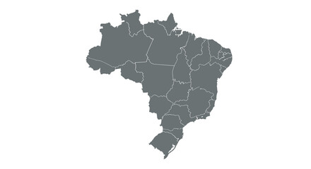 Obraz premium Map of brazil showing state borders in minimalist gray style