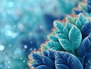 Fototapeta premium Abstract Turquoise Floral Fractal - Elegant and Dreamy Background