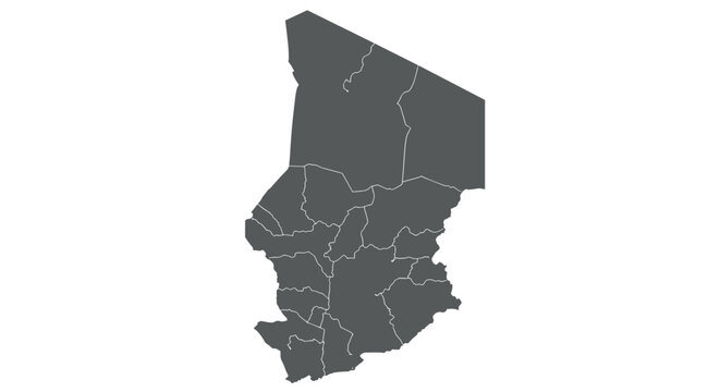 Minimalist map of chad with regional borders