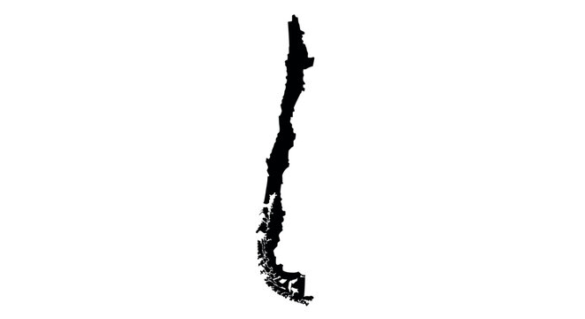 Minimalist black silhouette map of chile isolated on white background
