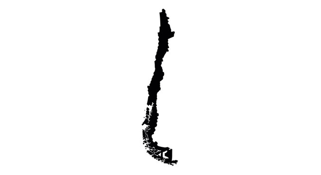 Minimalist map silhouette of chile in black and white design