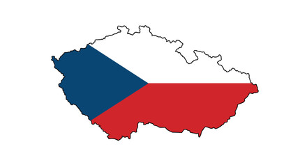Fototapeta premium Czech republic flag map: simple outline design with national colors