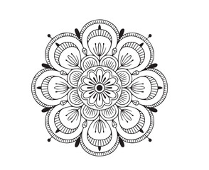 Ornate symmetrical flower design showcases intricate line work against a transparent backdrop gracefully
