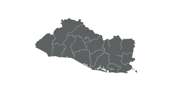 Detailed map of el salvador with administrative boundaries