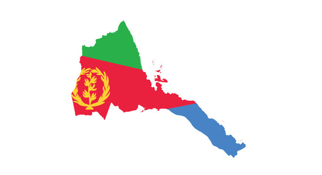 Eritrea map with national flag colors on white background