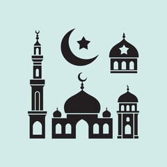 Mosque Silhouette Icon Logo Template | Royalty-Free Vector Design