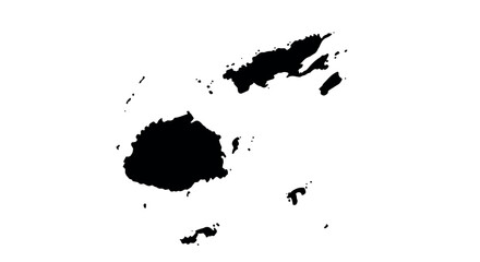 Minimalist black silhouette map of fiji islands on white background