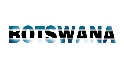 Botswana Text With Flag Isolated On Transparent PNG Background	