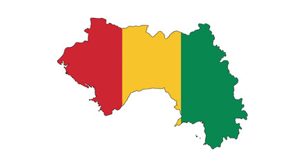 Simplified map of guinea with national colors in flat style