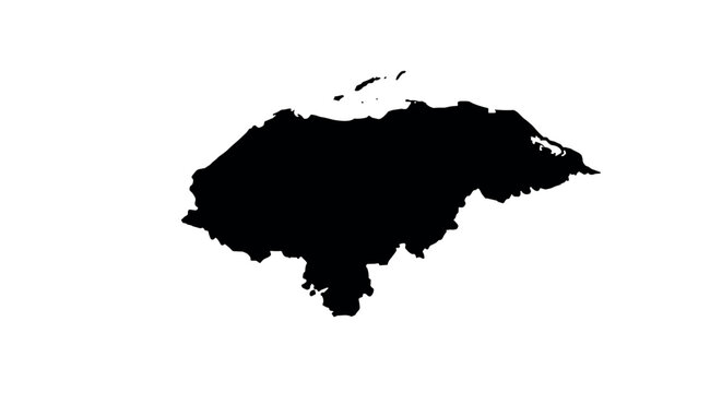 Black silhouette outline of honduras on white background