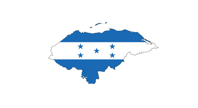 Honduras flag map: blue and white design featuring seven stars