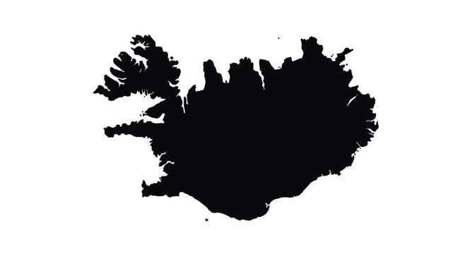Silhouette map of iceland on white background