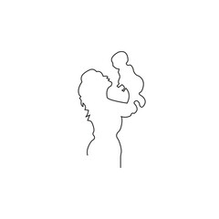Motherhood Bond One Line Art
