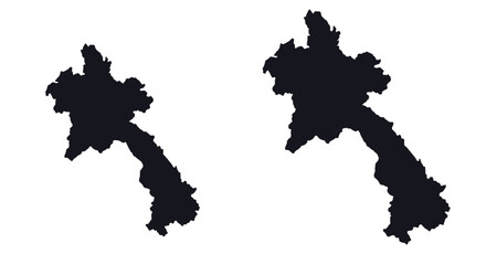 Silhouette map of laos: black outline on white background