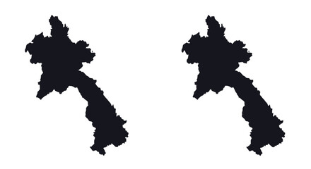Silhouette map of laos in monochrome style on white background