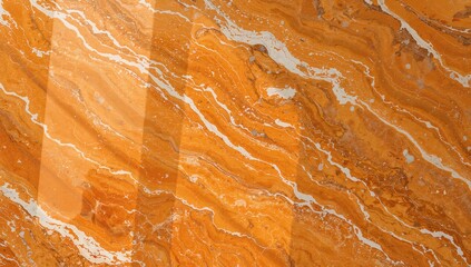 Obraz premium High-resolution natural onyx surface featuring white wave patterns on vibrant orange marble
