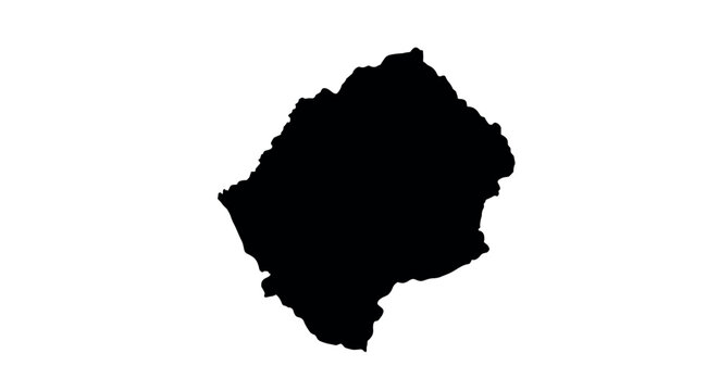 Lesotho country silhouette map outline in black on white background