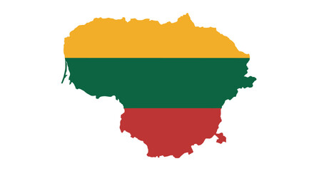 Lithuania map with national flag colors in a silhouette style
