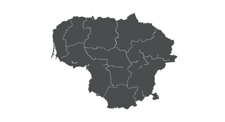 Obraz premium Lithuania map outline with regions highlighted in minimalist style