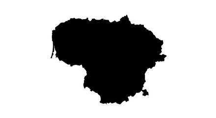 Black silhouette of lithuania map on white background