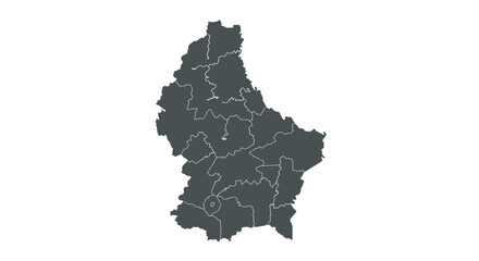 Obraz premium Luxembourg map with district borders in simple grey silhouette design