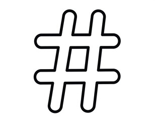 Simple black outline hashtag symbol