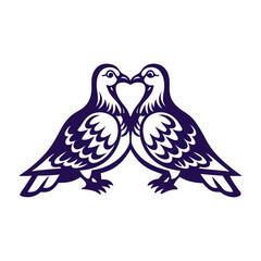 Kissing Doves Silhouette - Love and Peace Symbol Pair of simple kissing doves or lovebirds facing each other