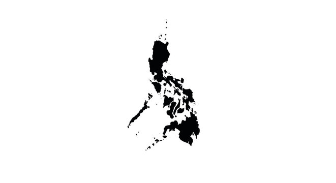 Black silhouette map of the philippines on white background