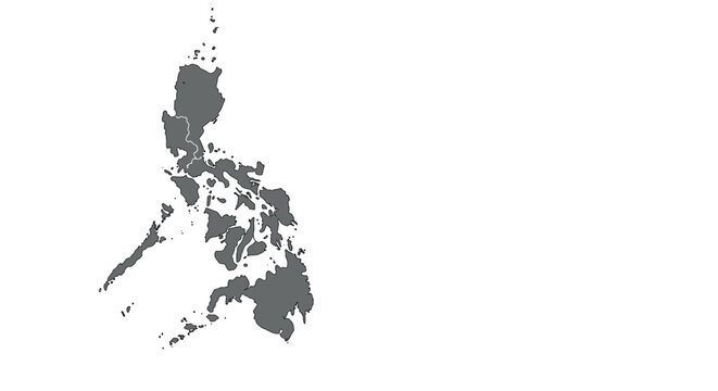 Simple grayscale map of the philippines with detailed islands on white background