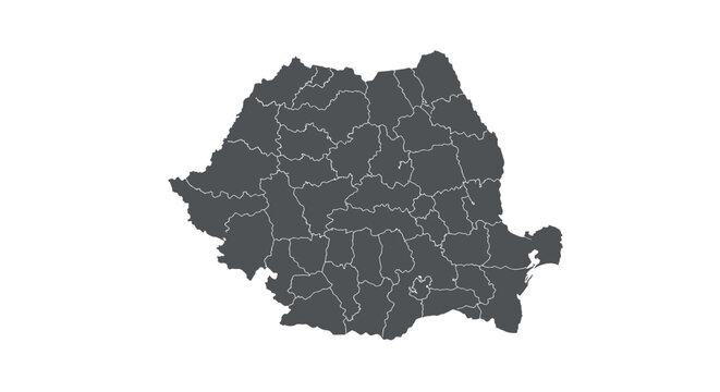 Detailed romania map with regional borders in flat style
