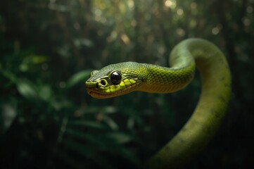 Fototapeta premium Close-up of the head of a Trimeresurus puniceus snake