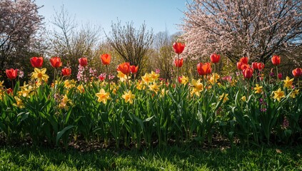 Beautiful vibrant flowers blooming in spring