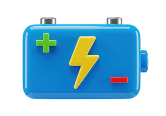 Fototapeta premium Blue battery icon isolated on transparent background