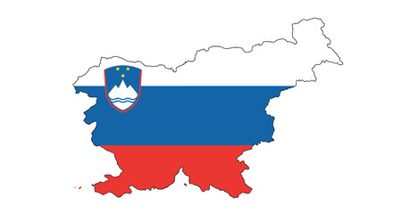 Obraz premium Outline map of slovenia with national flag colors and coat of arms