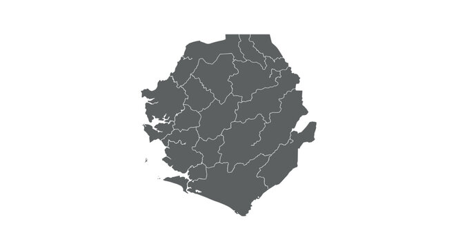 Sierra leone map with region borders in simple gray silhouette design