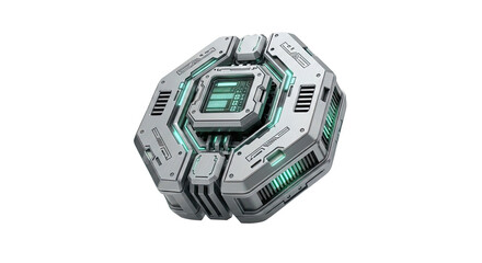 Futuristic technology device with glowing light on transparent background