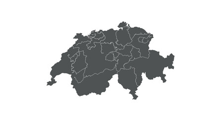 Obraz premium Switzerland map outline with detailed canton borders