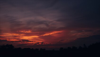 Fototapeta premium Beautiful sunset with stunning sky and clouds in the evening light