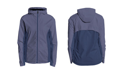 Modern athletic jacket front and back view on white © resource image