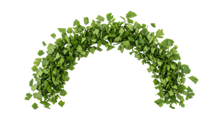 Chopped parsley arranged in an arch shape on a black background