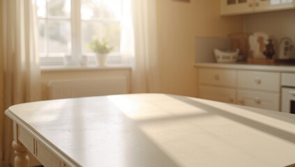 Fototapeta premium Retro white tabletop with empty space and window backdrop