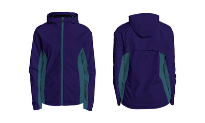 Stylish purple hooded jacket for active outdoor adventures © resource image