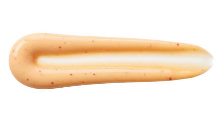 Creamy orange swirl with red specks on black background