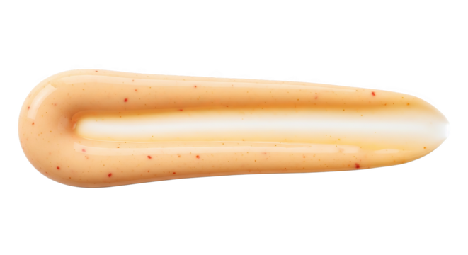 Creamy orange swirl with red specks on black background