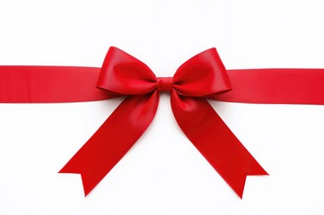 Fototapeta premium Crimson necktie with extra-long ends stretching out on each side against a white backdrop.