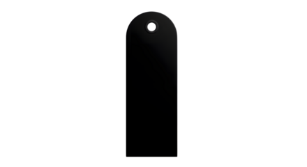 A blank black tag isolated on transparent background, perfect for customization or branding purposes